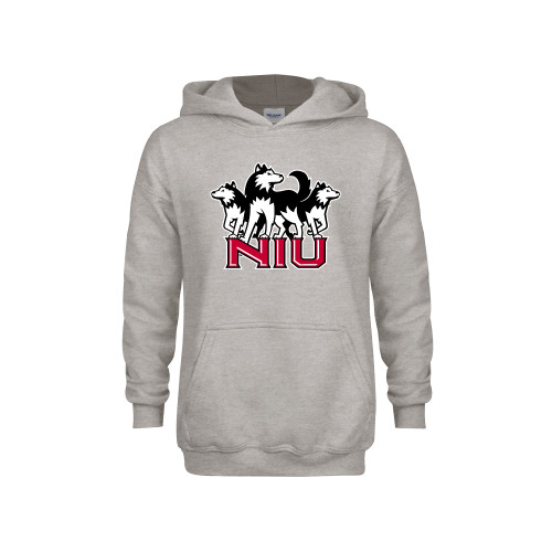  Youth Grey Fleece Hood - NIU w Huskies