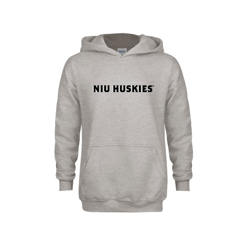  Youth Grey Fleece Hood - NIU Huskies - Block Wordmark