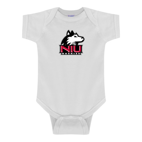  White Infant Onesie - NIU Huskies - Primary Mark