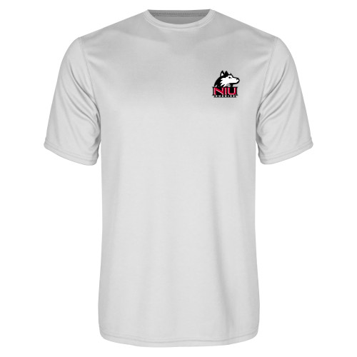  White Performance Tee - NIU Huskies - Primary Mark