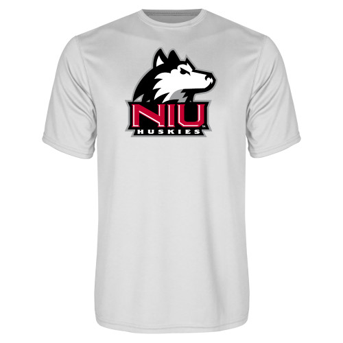  White Performance Tee - NIU Huskies - Primary Mark