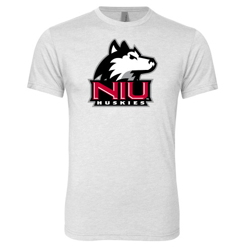  Next Level Heather White Triblend Tee - NIU Huskies - Primary Mark