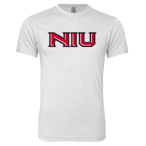  Next Level Heather White Triblend Tee - NIU - Primary Wordmark