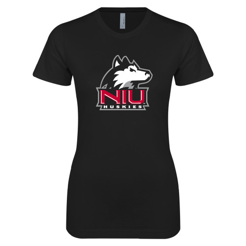  Next Level Womens Black Boyfriend Tee - NIU Huskies - Primary Mark