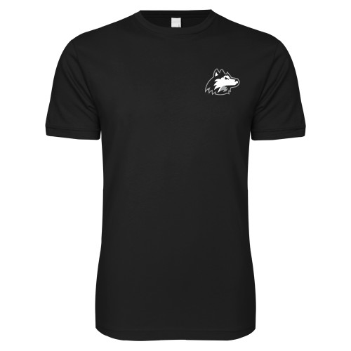  Next Level Black SoftStyle T Shirt - NIU Huskie Head