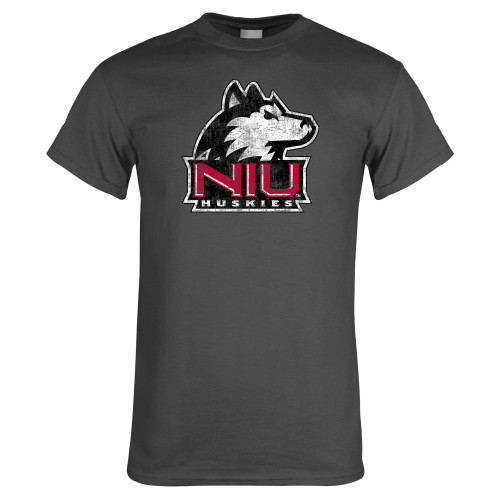  Charcoal T Shirt - NIU Huskies - Primary Mark Distressed