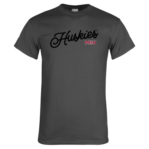  Charcoal T Shirt - Script Huskies