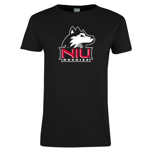  Womens Black Short Sleeve Tee - NIU Huskies - Primary Mark