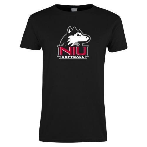  Womens Black Short Sleeve Tee - NIU Huskie - Softball