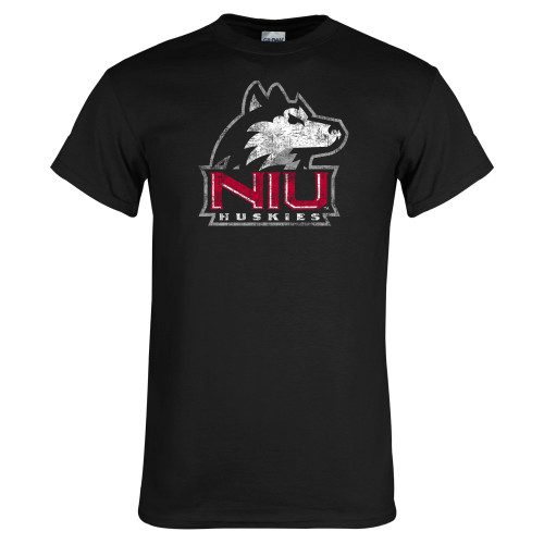  Black T Shirt - NIU Huskies - Primary Mark Distressed