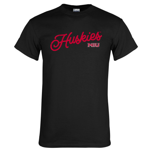  Black T Shirt - Script Huskies