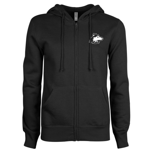  ENZA Womens Black Fleece Full Zip Hoodie - NIU Huskie Head