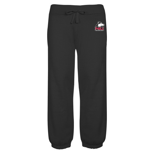  ENZA Womens Black Banded Fleece Capri - NIU Huskies - Primary Mark