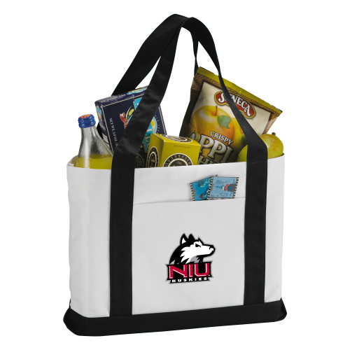  Contender White/Black Canvas Tote - NIU Huskies - Primary Mark