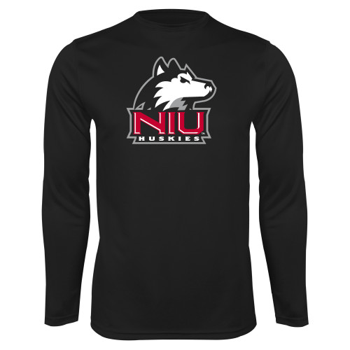  Black Performance Long Sleeve Shirt - NIU Huskies - Primary Mark