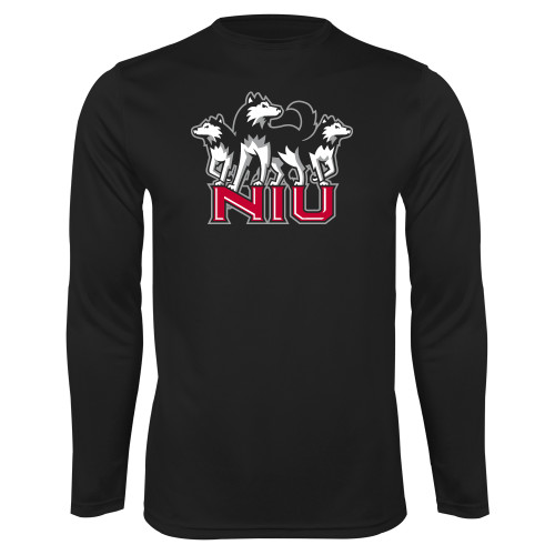  Black Performance Long Sleeve Shirt - NIU w Huskies