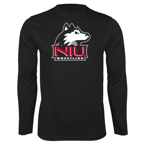  Black Performance Long Sleeve Shirt - NIU Huskie - Wrestling