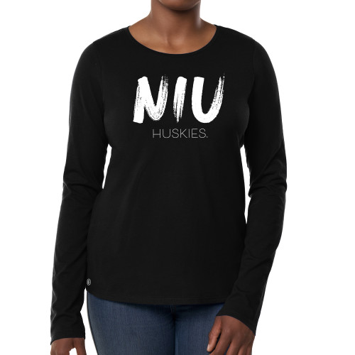  Fall Rush Ladies Black Long Sleeve Tee - NIU Huskies paint stroke