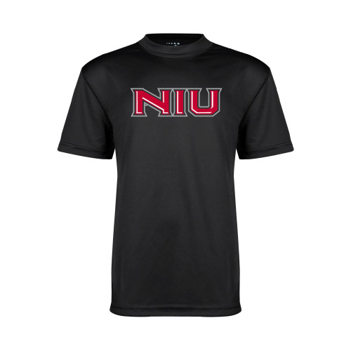  Youth Performance Black Tee - NIU - Primary Wordmark