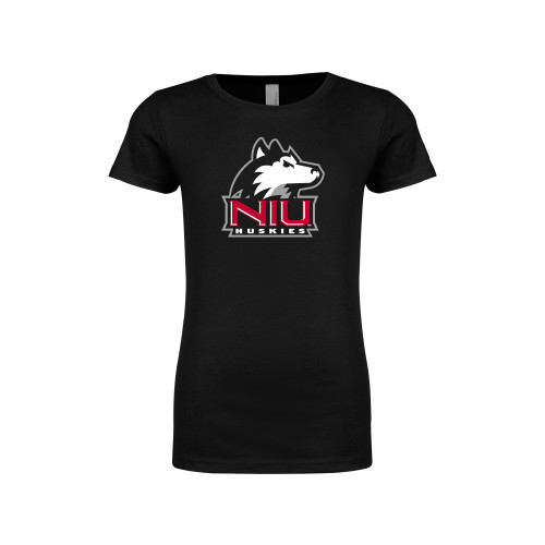  Next Level Girls Black Fashion Fit T Shirt - NIU Huskies - Primary Mark