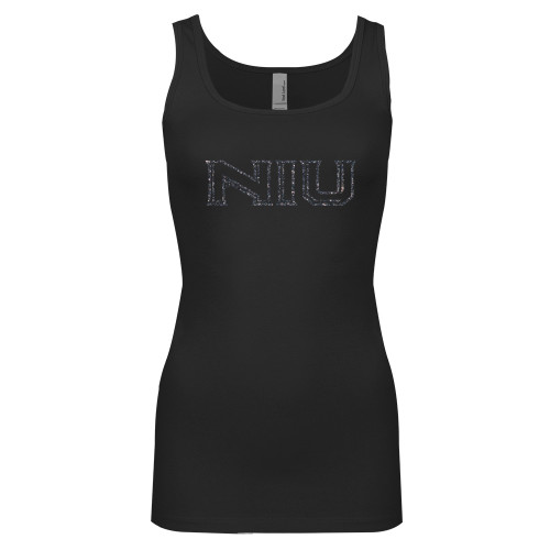  Next Level Ladies Junior Fit Black Jersey Tank - F Graphite Soft Glitter