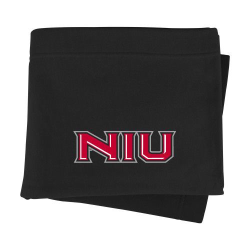  Black Sweatshirt Blanket - NIU - Primary Wordmark