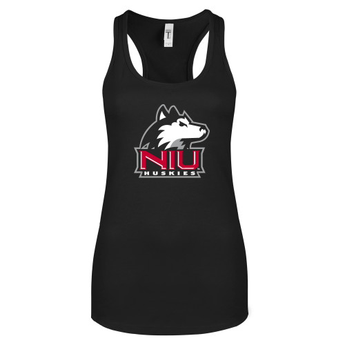  Next Level Womens Black Racerback Tank  - NIU Huskies - Primary Mark