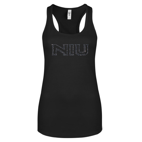  Next Level Womens Black Racerback Tank  - F Graphite Soft Glitter