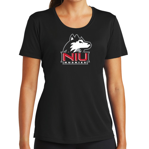  Womens Black Performance Tee - NIU Huskies - Primary Mark