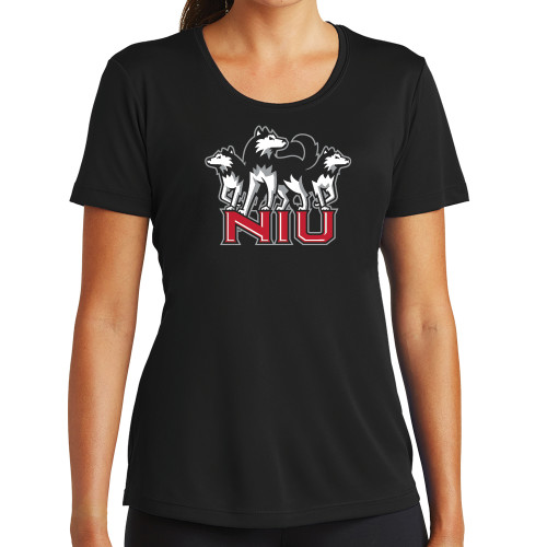  Womens Black Performance Tee - NIU w Huskies