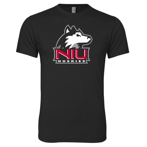  Next Level Black Triblend Tee - NIU Huskies - Primary Mark