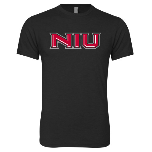  Next Level Black Triblend Tee - NIU - Primary Wordmark