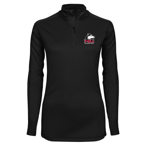  Syntrel Womens Black Interlock 1/4 Zip - NIU Huskies - Primary Mark