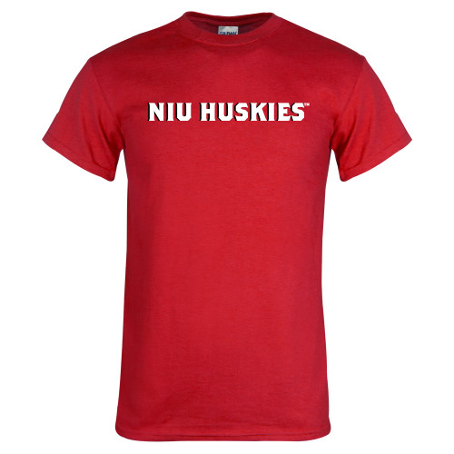  Red T Shirt - NIU Huskies - Block Wordmark