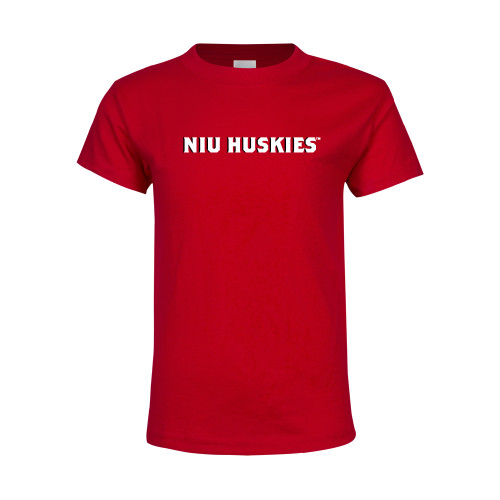  Youth Red T Shirt - NIU Huskies - Block Wordmark