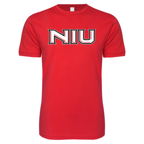  Next Level Red Softstyle T Shirt - NIU - Primary Wordmark