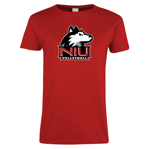  Womens Short Sleeve Red Tee - NIU Huskie - Volleyball