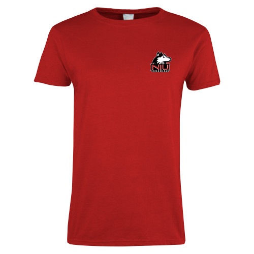  Womens Short Sleeve Red Tee - NIU Huskies - Primary Mark