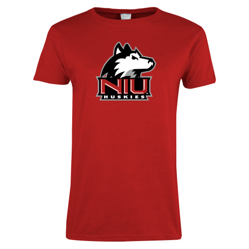  Womens Short Sleeve Red Tee - NIU Huskies - Primary Mark