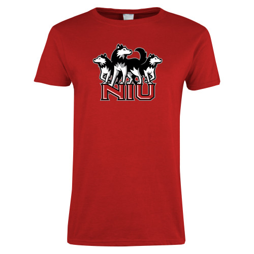  Womens Short Sleeve Red Tee - NIU w Huskies