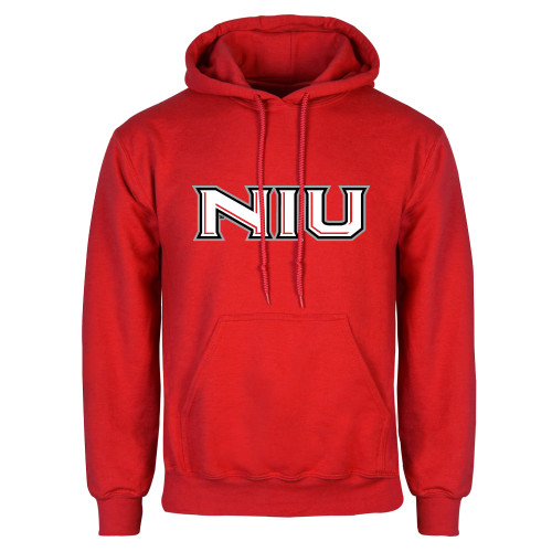  Red Fleece Hoodie - NIU - Primary Wordmark