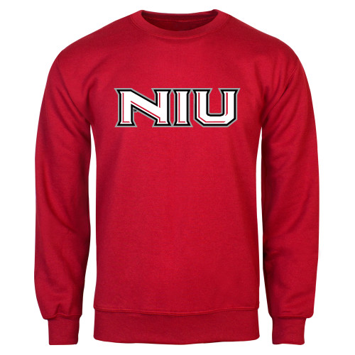  Red Fleece Crew - NIU - Primary Wordmark