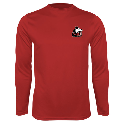  Red Performance Long Sleeve Shirt - NIU Huskies - Primary Mark