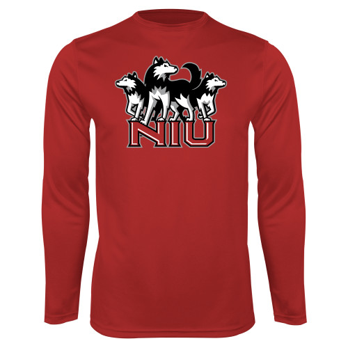  Red Performance Long Sleeve Shirt - NIU w Huskies