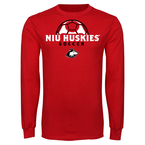  Red Long Sleeve T Shirt - NIU Huskies Soccer Ball