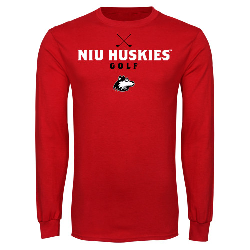  Red Long Sleeve T Shirt - NIU Huskies Crossed Golf Clubs