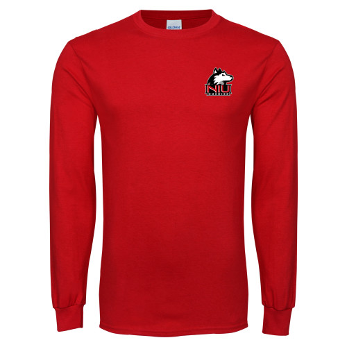  Red Long Sleeve T Shirt - NIU Huskies - Primary Mark