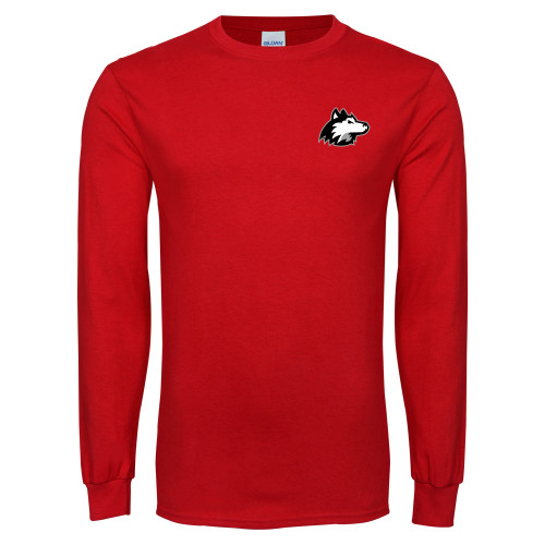  Red Long Sleeve T Shirt - NIU Huskie Head