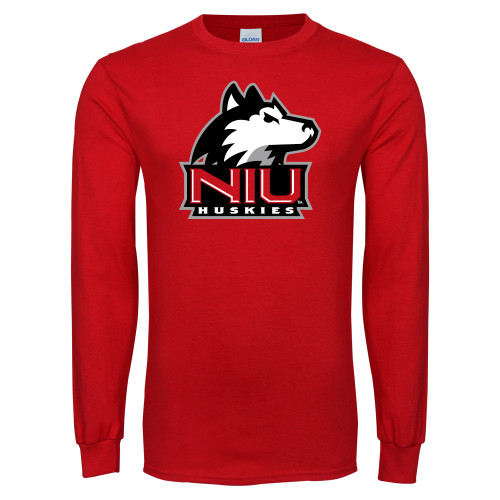  Red Long Sleeve T Shirt - NIU Huskies - Primary Mark