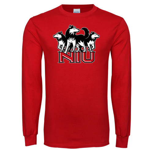  Red Long Sleeve T Shirt - NIU w Huskies